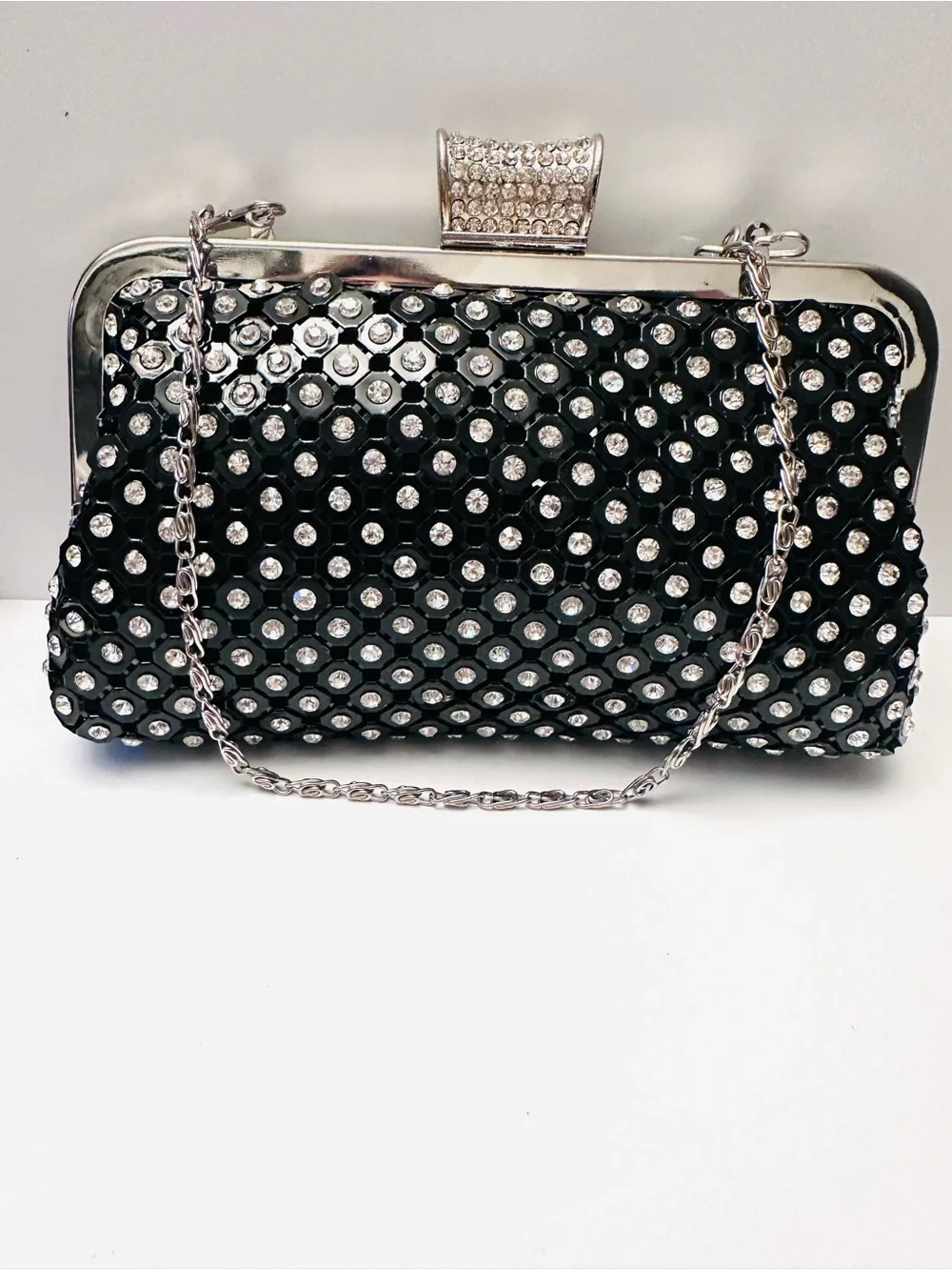 After Dark Black & Rhinestone clutch/Purse/Handbag NWT